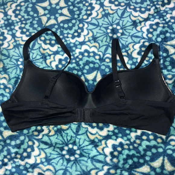 VS Black Satin and Gold Lace Balconette Push Up - Picture 2 of 5